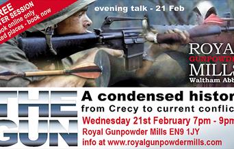 Free taster talk at the Royal Gunpowder Mills on the history of the gun.