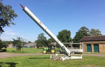 Petrel Rocket in launcher. Used to carry experiments into space. From 1968 - 82 234 Petrels were launched into space.