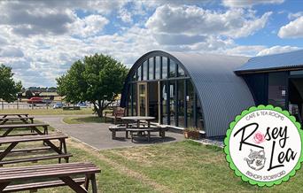 Outside seating at Rosey Lea within the historic Squadron site at North Weald Airfield