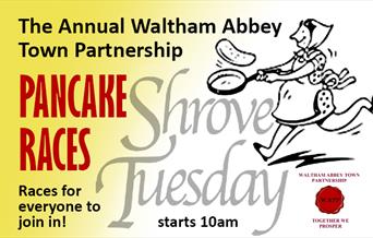 Waltham Abbey Town Partnership presents the annual Pancake Races on Shrove Tuesday 2023