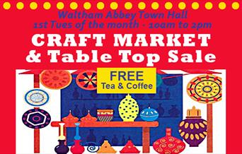 Waltham Abbey Town Hall hosts a Craft Market and Table Top Sale every 1st Tuesday of the month
