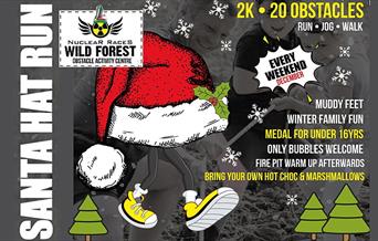 Santa Hat Run. 2K, 20 Obstacles. Run, Jog or Walk.