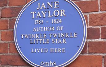 Jane Taylor plaque, Castle Street Ongar