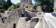 The outer works at Domfront Castle and the bridge linking the castle with the town.