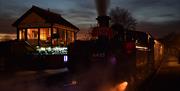 An Epping Ongar Railway Santa Special at North Weald Station at night