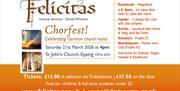 Felicitas Chamber Choir present Chorfest, a celebration of German Choral Music at St John's Church, Epping, 21st March 2026 at 4pm