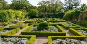 Harlow Museum and Walled Garden, formal garden from the viewing platform.