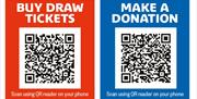 Matching Green Cricket Club Princess Alexandra Hospital  charity cricket match QR codes to buy draw tickets or donate.