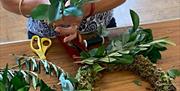 Luxury fresh flowers Christmas wreath workshop