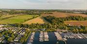 Roydon Marina Village lake, moorings, cafe and lodges