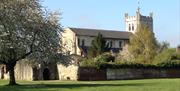 Waltham Abbey Church viewed from the Abbey Gardens.