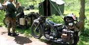 German army motorcycle re-enactors at VE Day event Royal Gunpowder Mills Waltham Abbey.