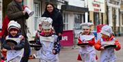 Junior entrants in a Waltham Abbey Pancake Race