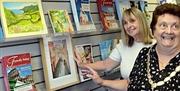 Work by Janet Tinker amongst brochures in a travel agents shop on a previous art trail