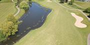 Woolston Manor Golf Course lake, fairway and bunker