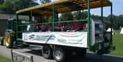 The Land Train taking visitors on a guided tour of the site at the Royal Gunpowder Mills Waltham Abbey.