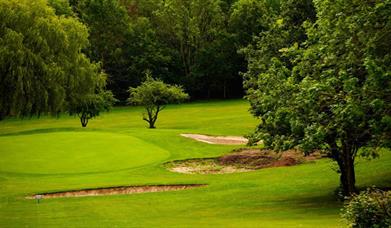 Theydon Bois Golf Club green and bunkers