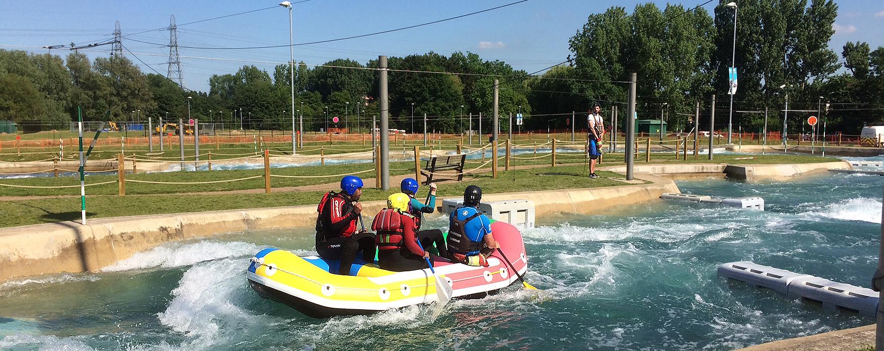 visitors white water rafting at Lee Valley in Epping Forest