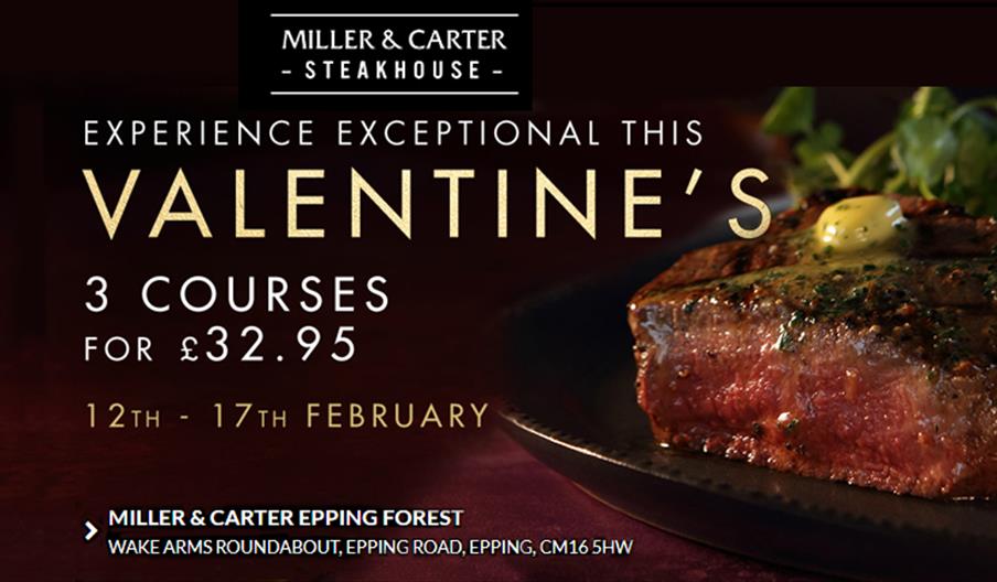 Experience Valentine's Day at Miller & Carter, Epping