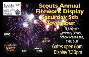 3rd North Weald Scouts firework display at St Andrew's School.