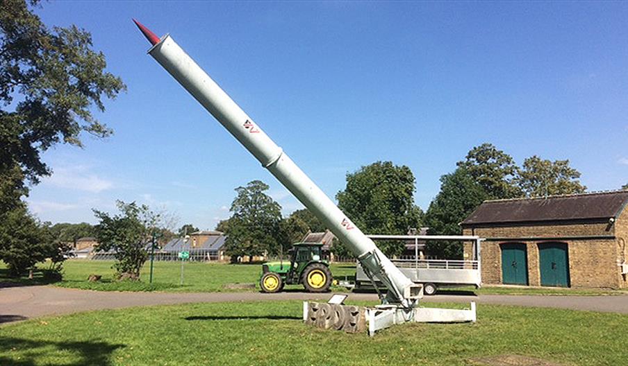 Petrel Rocket in launcher. Used to carry experiments into space. From 1968 - 82 234 Petrels were launched into space.