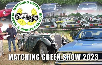 Matching Green hosts the county's biggest free classic and sports car event Sunday 9th July.