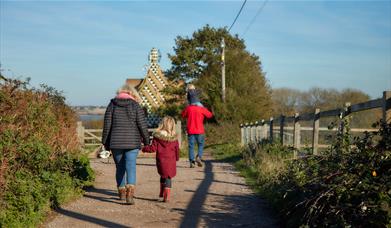 Wrabness walk family near Grayson Perry house
