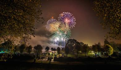Fireworks Exploding over the Bandstand in Castle Park