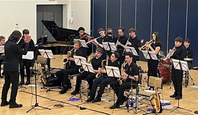 Essex Youth Jazz Orchestra playing musical instruments