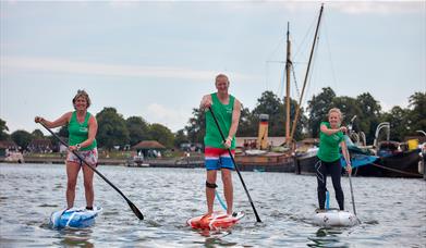 Stand up paddle boarding with Frangipani SUP in Maldon Harbour in Essex.