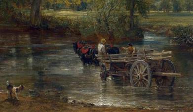 A detail of the cart stuck in the river from John Constable's The Hay Wain
