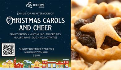 Carols poster with mince pies