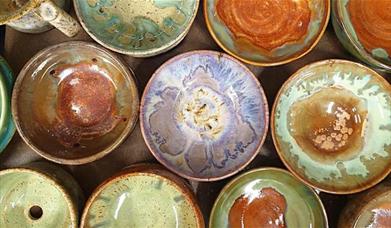 Decorative bowls at East Anglian Craft Fayre