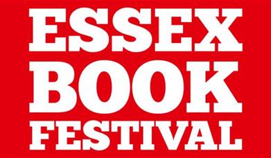 Red and white logo for Essex Book Festival