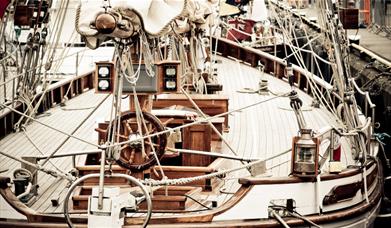 Wooden deck of a historic ship