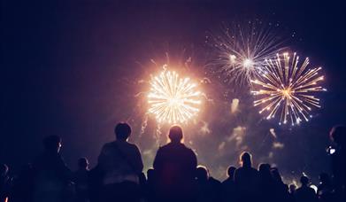 People watching a fireworks display