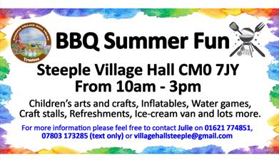 BBQ Summer Fun poster with a cartoon bbq and knife and fork