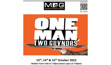 Arm holding a tray with the text one man, two guvnors
