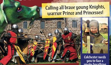 Colchester Castle is Under Siege - Calling all brave young knights, warrior princes, and princesses. 29 - 30 August 2021 [Photo of battling Knights]