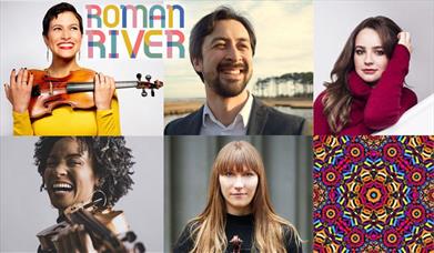 Roman River presents Kaleidoscope Chamber Collective. From top left: Elena Urioste, Tom Poster, Laura van der Heijden, Melissa White, Rosalind Ventris