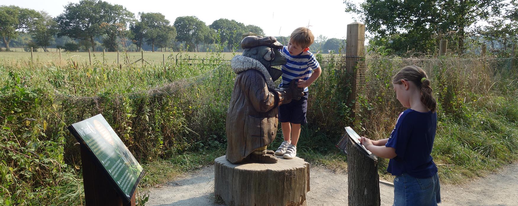 A family exploring Hanningfield Reservoir