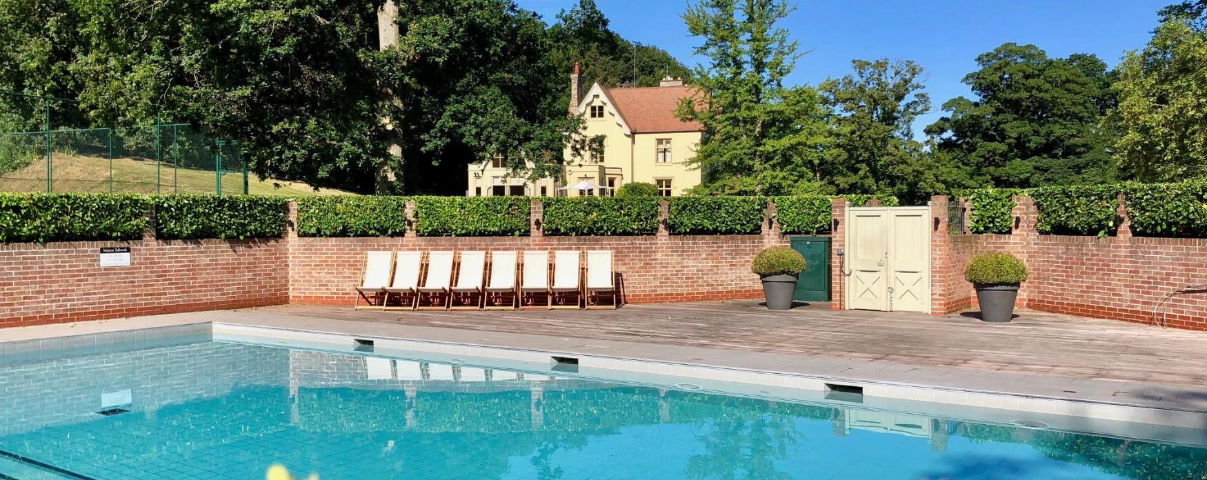 The swimming pool at Talbooth Spa Hotel