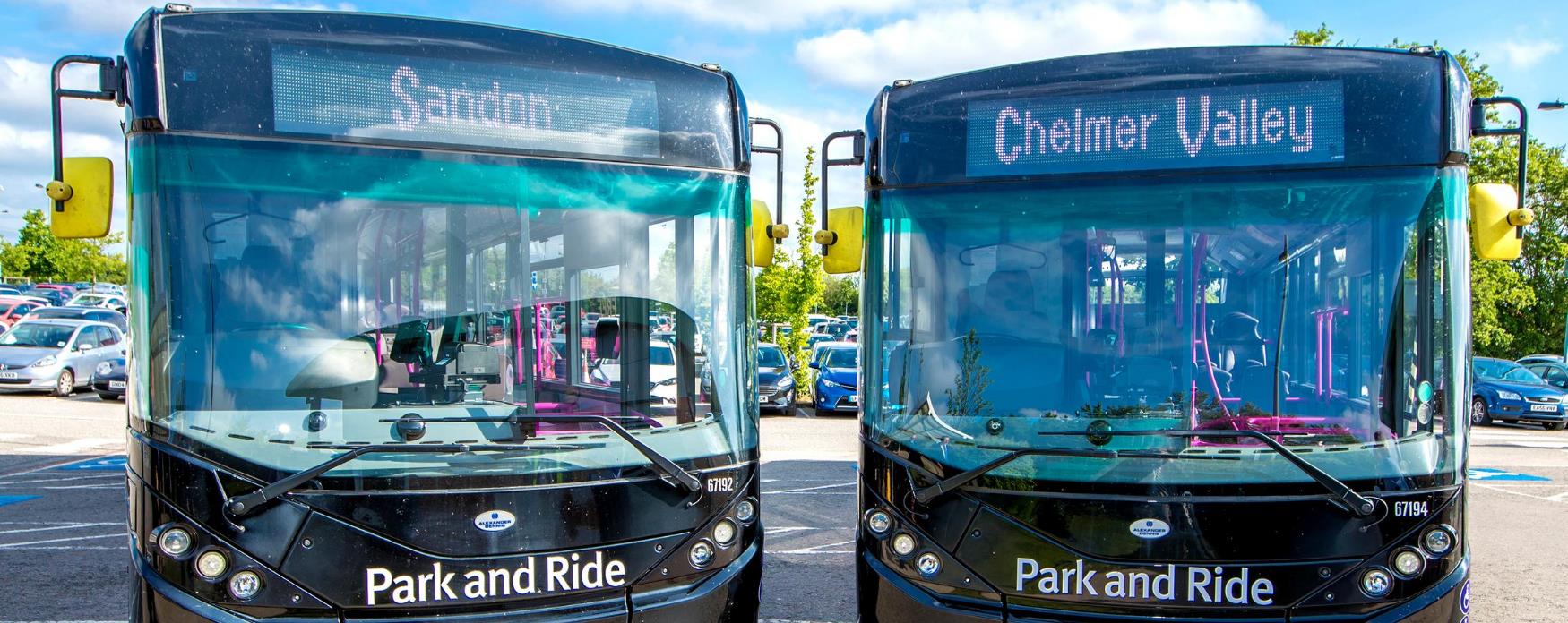 Two park and ride buses in Chelmsford
