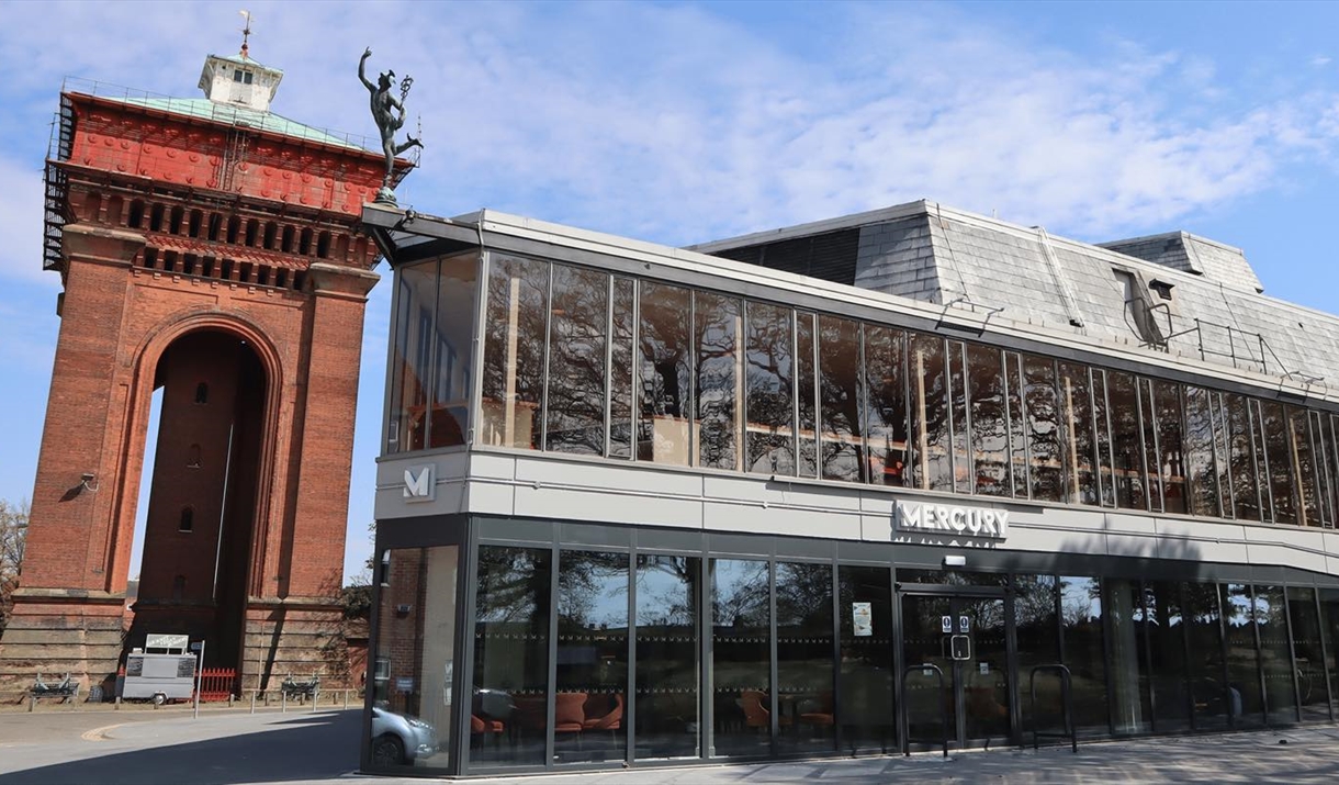 The Mercury Theatre in Colchester, with the Jumbo Water Tower in the background