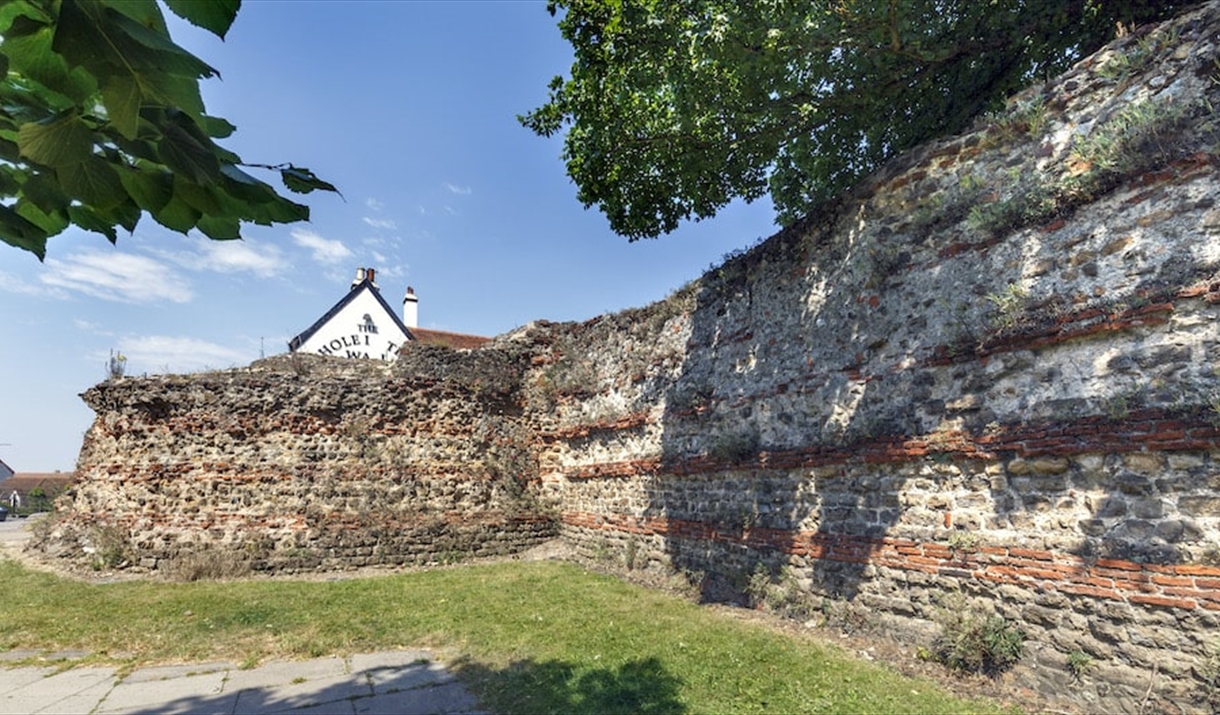 Colchester's Roman Wall curves around the Balkerne Gate