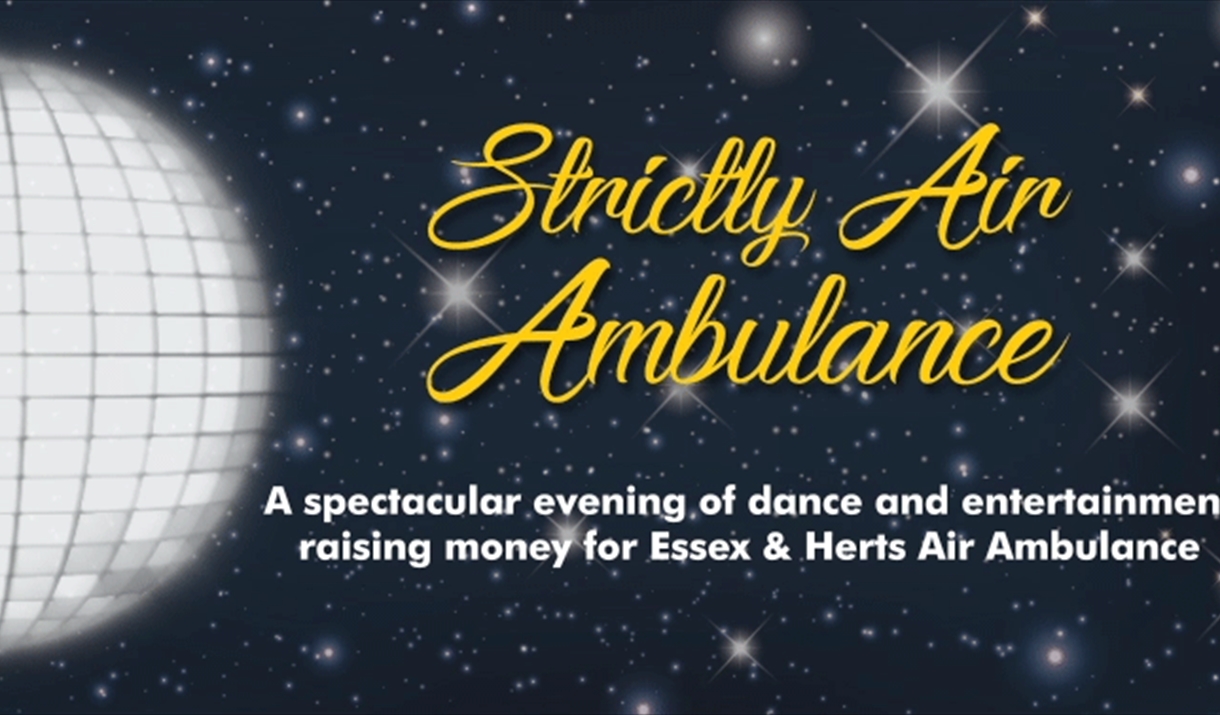 Strictly Air Ambulance black background with glitterball
