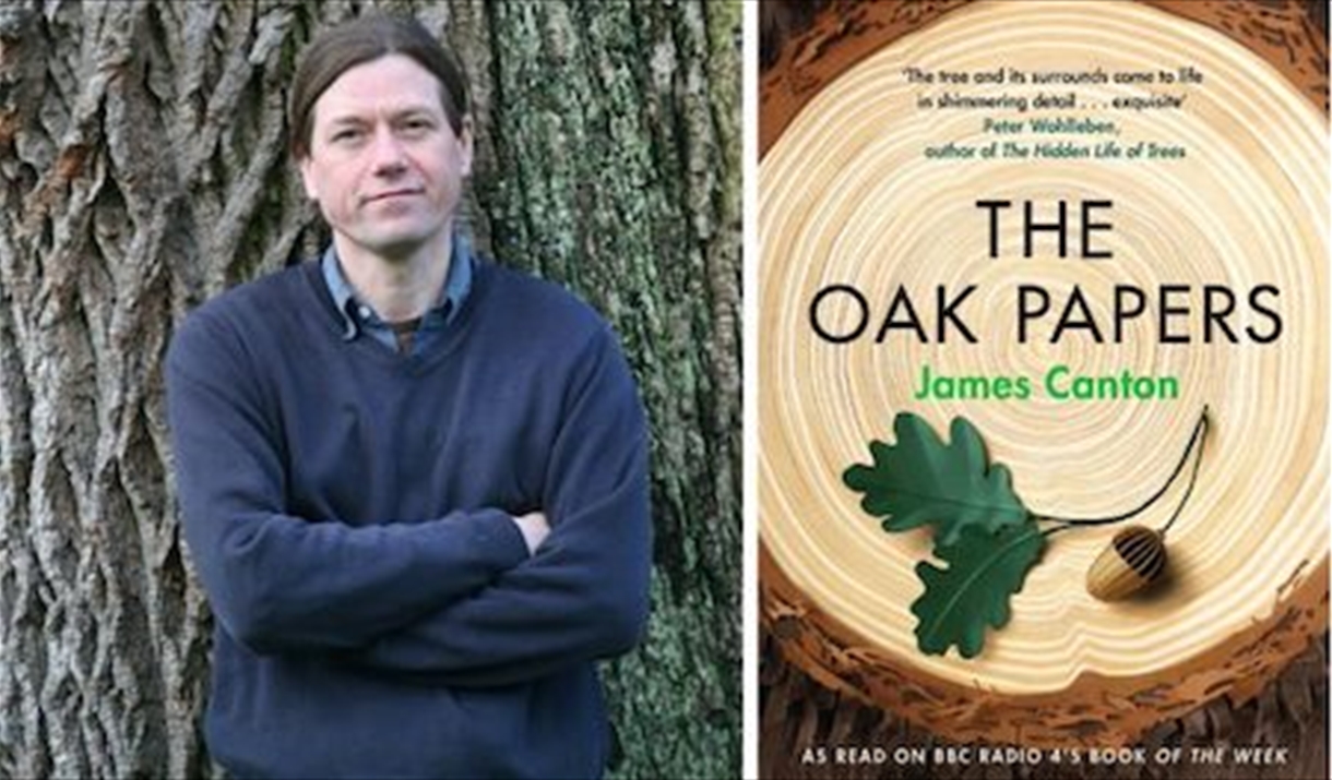 James Canton and the cover of his book, The Oak Papers