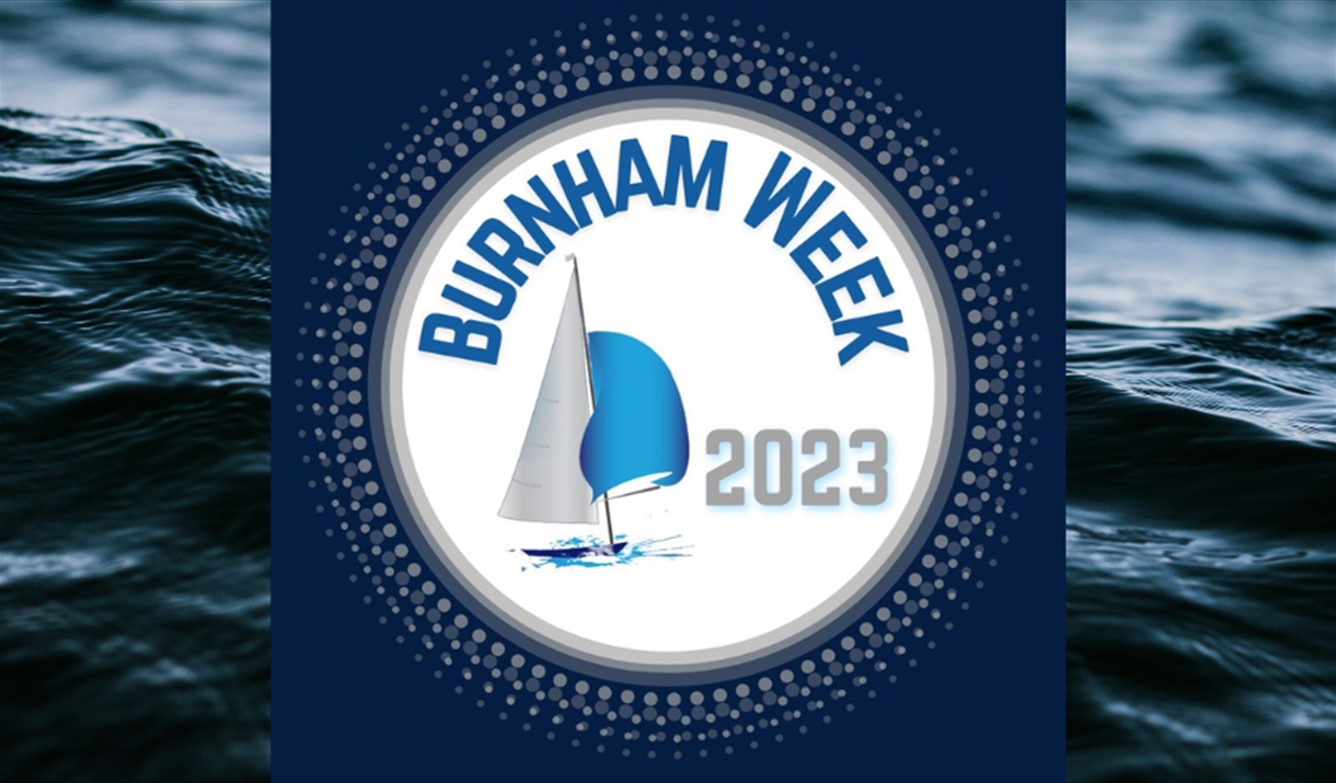 Logo of Burnham week against backdrop of waves