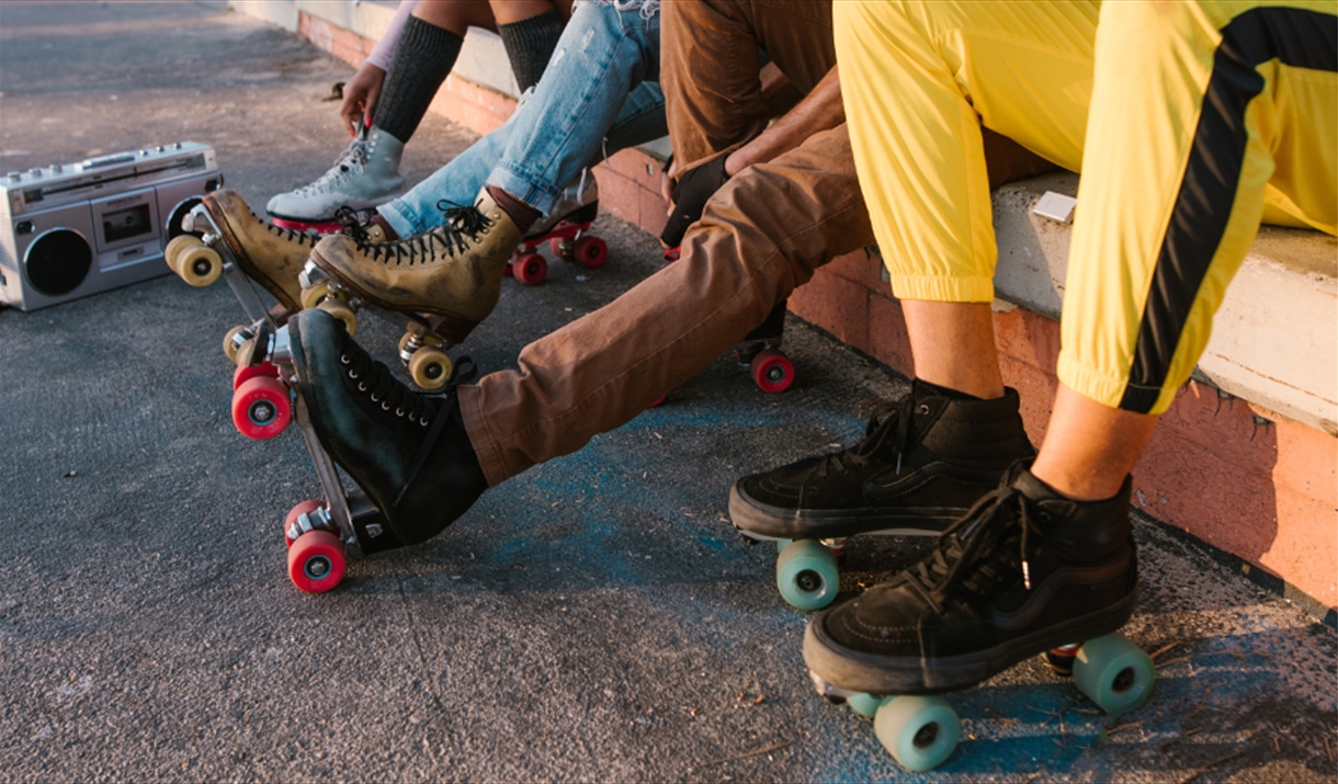 People wearing roller skates