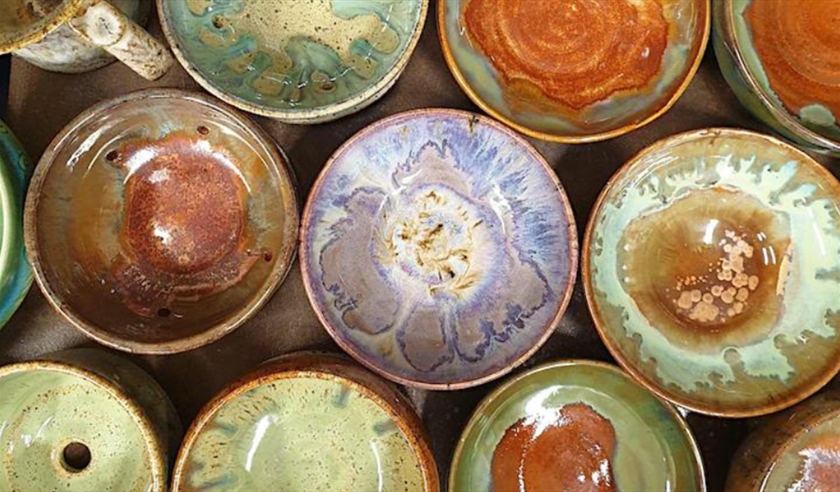Decorative bowls at East Anglian Craft Fayre